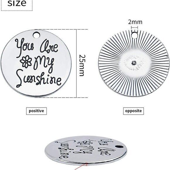 30pcs Inspirational Words Charms Round Message Alloy Pendants Jewelry Making Sup - Picture 3 of 7